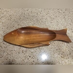 Wooden Fish-Shaped Decorative Tray - Brown